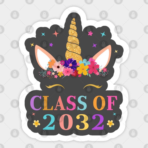 Class Of 2032 Grow With Me Unicorn Sticker by jodesigners